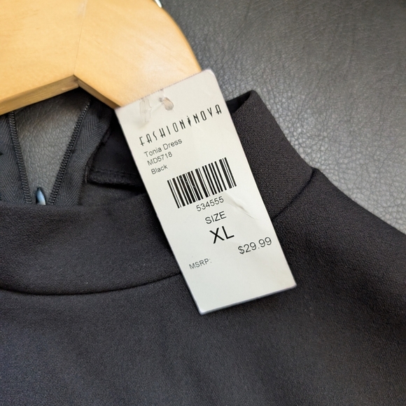 Fashion Nova tonia dress nwt Xl Black Bodycon Long Sleeve Mini Nwt - Picture 8 of 10